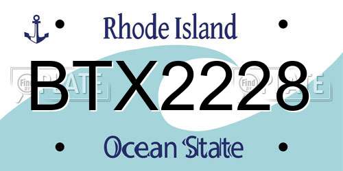 BTX2228 Rhode Island License Plate