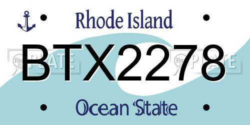 BTX2278 Rhode Island License Plate