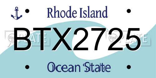BTX2725 Rhode Island License Plate