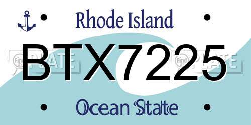 BTX7225 Rhode Island License Plate