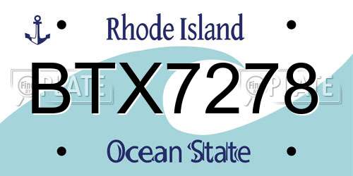 BTX7278 Rhode Island License Plate