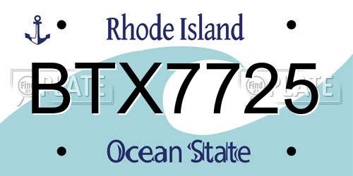 BTX7725 Rhode Island License Plate