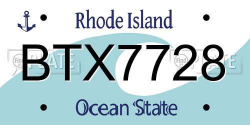 BTX7728 Rhode Island License Plate