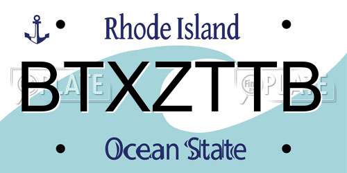 BTXZTTB Rhode Island License Plate