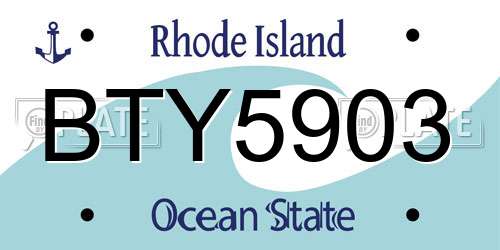 BTY5903 Rhode Island License Plate