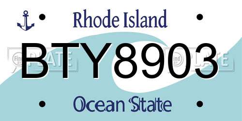 BTY8903 Rhode Island License Plate