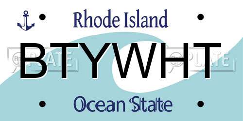 BTYWHT Rhode Island License Plate