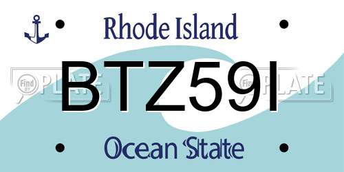 BTZ59I Rhode Island License Plate