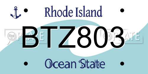 BTZ803 Rhode Island License Plate