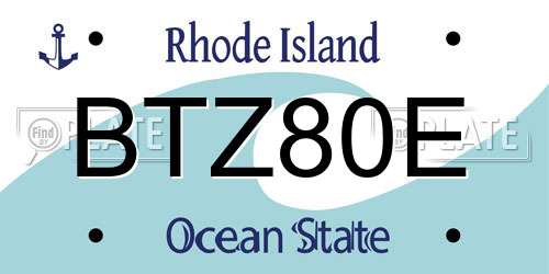 BTZ80E Rhode Island License Plate