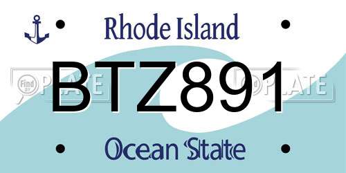 BTZ891 Rhode Island License Plate
