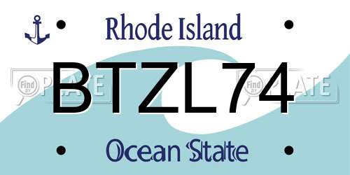 BTZL74 Rhode Island License Plate