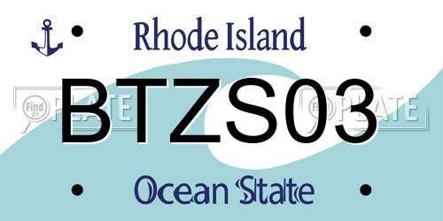 BTZS03 Rhode Island License Plate