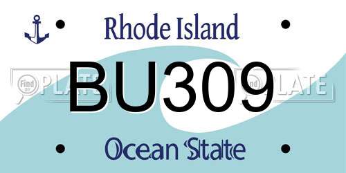 BU309 Rhode Island License Plate