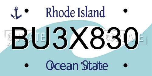 BU3X830 Rhode Island License Plate