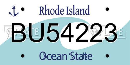 BU54223 Rhode Island License Plate