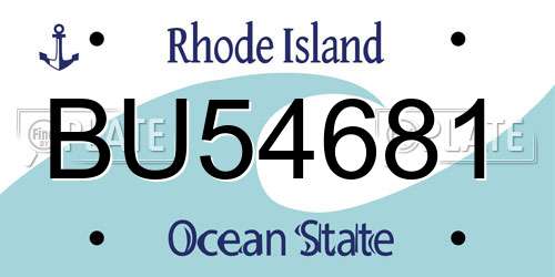 BU54681 Rhode Island License Plate