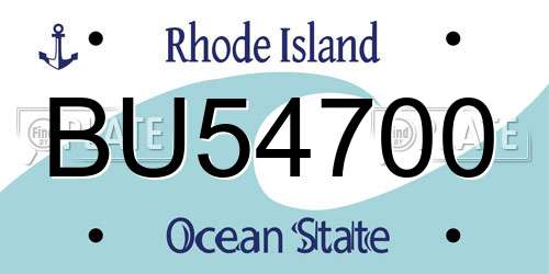 BU54700 Rhode Island License Plate