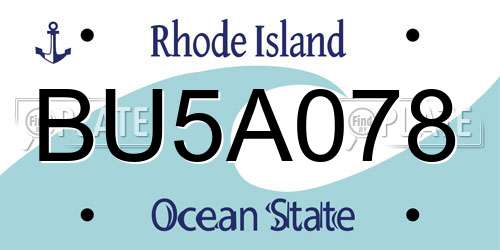 BU5A078 Rhode Island License Plate
