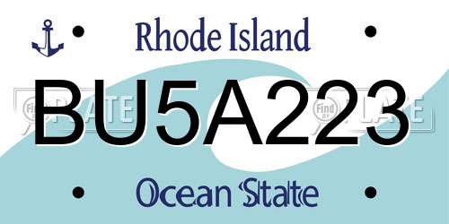 BU5A223 Rhode Island License Plate