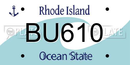 BU610 Rhode Island License Plate