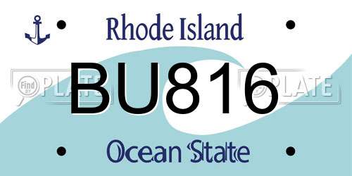 BU816 Rhode Island License Plate