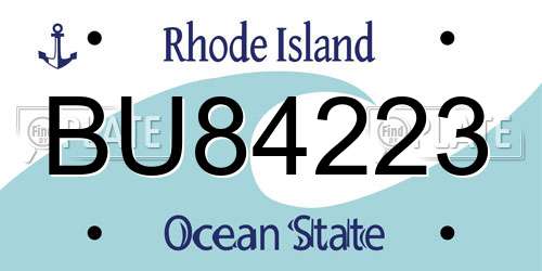 BU84223 Rhode Island License Plate