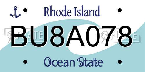 BU8A078 Rhode Island License Plate