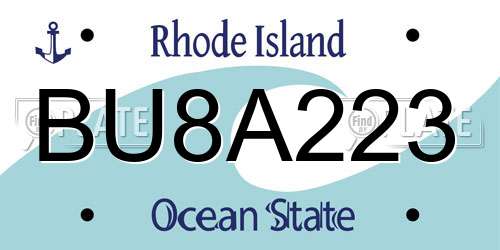 BU8A223 Rhode Island License Plate