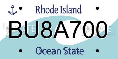 BU8A700 Rhode Island License Plate