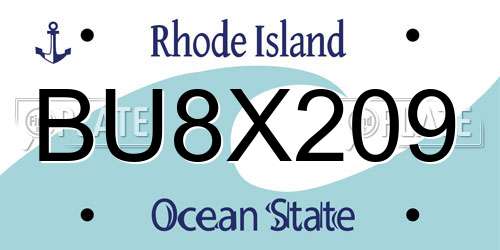 BU8X209 Rhode Island License Plate