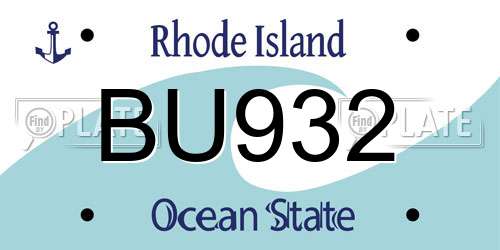 BU932 Rhode Island License Plate