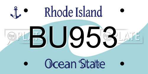 BU953 Rhode Island License Plate