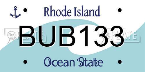 BUB133 Rhode Island License Plate