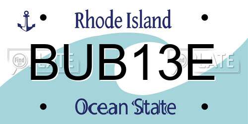 BUB13E Rhode Island License Plate