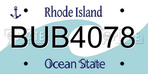 BUB4078 Rhode Island License Plate