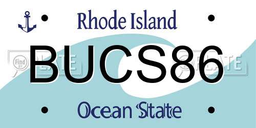 BUCS86 Rhode Island License Plate