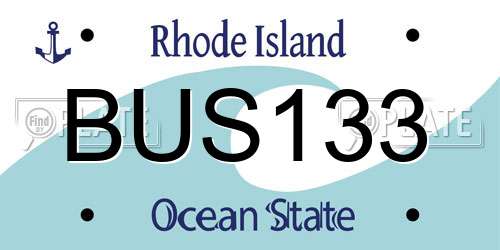 BUS133 Rhode Island License Plate