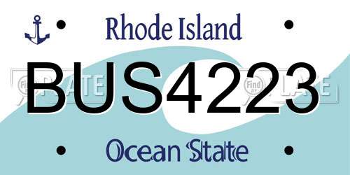 BUS4223 Rhode Island License Plate