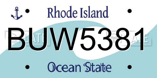 BUW5381 Rhode Island License Plate