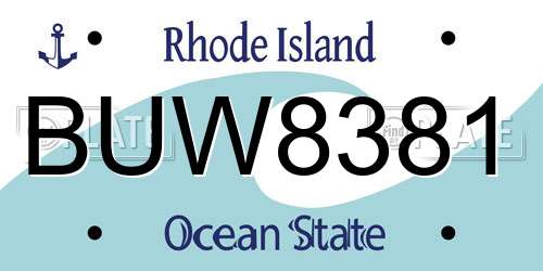 BUW8381 Rhode Island License Plate