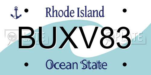 BUXV83 Rhode Island License Plate