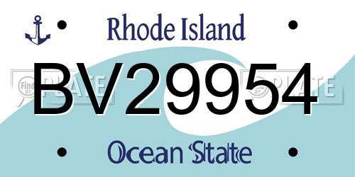 BV29954 Rhode Island License Plate