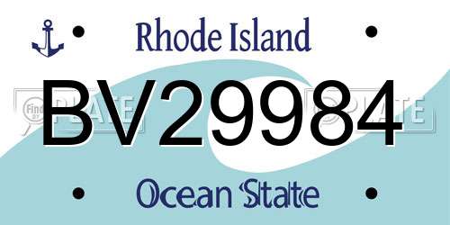 BV29984 Rhode Island License Plate