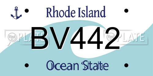 BV442 Rhode Island License Plate