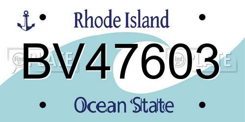 BV47603 Rhode Island License Plate