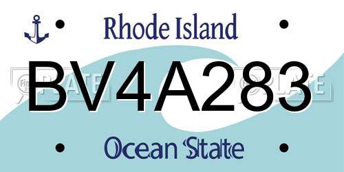 BV4A283 Rhode Island License Plate