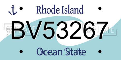 BV53267 Rhode Island License Plate