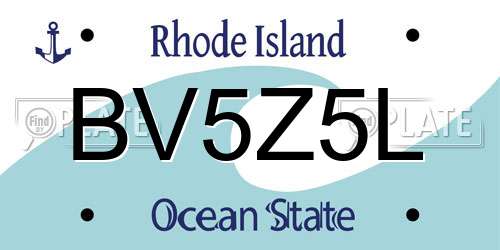 BV5Z5L Rhode Island License Plate