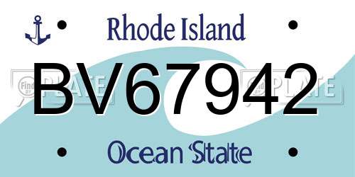 BV67942 Rhode Island License Plate